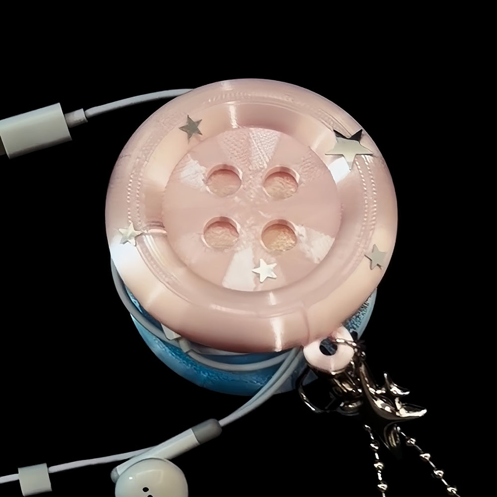 Cable Winder Keychain - かわいいケーブルオーガナイザーボタン、イヤホンケーブル巻き取りキーホルダー、キュートなコードオーガナイザー、ワイヤーホルダーボタン、バッグペンダント、女の子へのギフト
