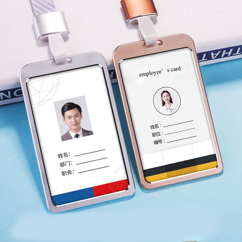 Edc Carry Card - 1PC アルミ合金作業名クレジットカードホルダービジネスワークカード ID バッジストラップホルダーバッグ垂直金属 ID ビジネスケース