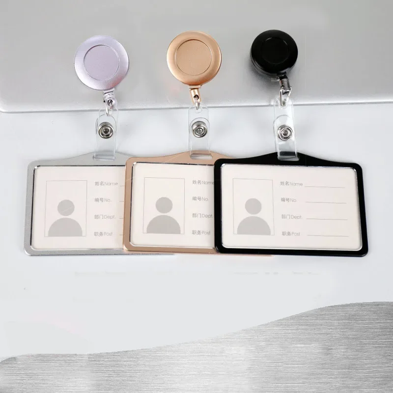 Edc Carry Card - ユニセックスプラスチックアルミクレジットカードホルダーバッグドクターチェスト格納式バッジリールワークカードカバーケース名 ID カードクリップ