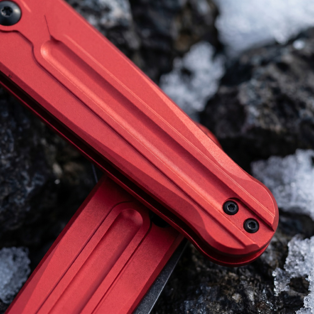 赤いハンドルの折りたたみ式ポケットナイフ D2ブレード ポー - Edc Carry For Men のレビューと価格