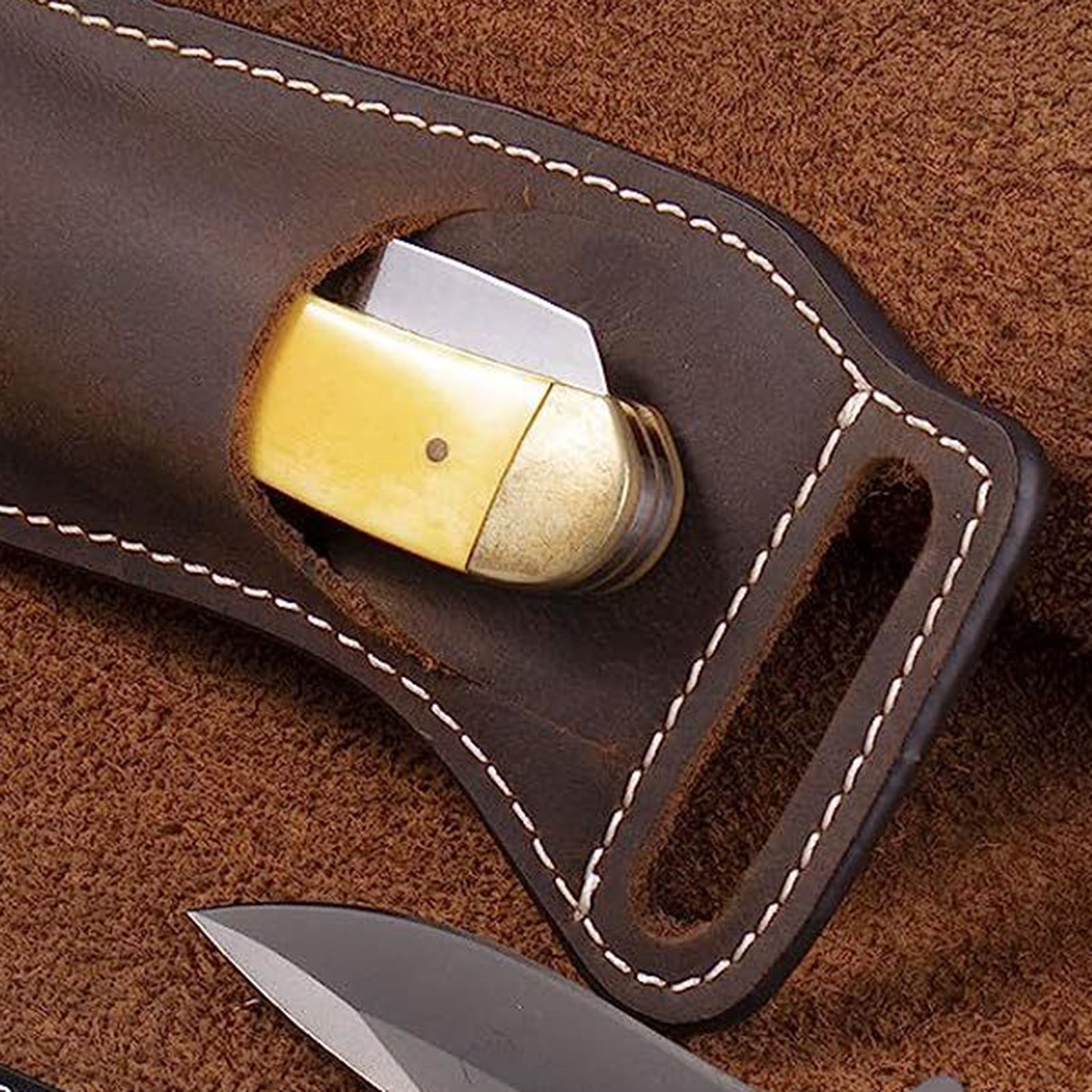 ブラウンレザーナイフウエストバッグ EDCツール用 ポータブ - Edc Carry Essentials のレビューと価格