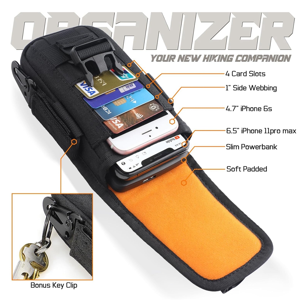 タクティカルフォンポーチMOLLE、スマートフォンホルスター - Edc Carry Card のレビューと価格